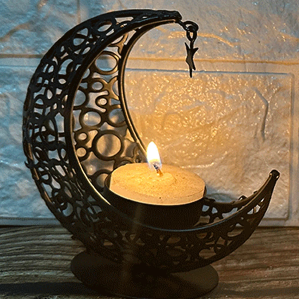 VKTECH Ramadan Moon Candle Holder Candlestick for Eid Mubarak Decor