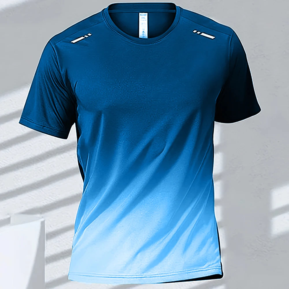 Men Quick Dry Gradient Short Sleeve Tee For Sports