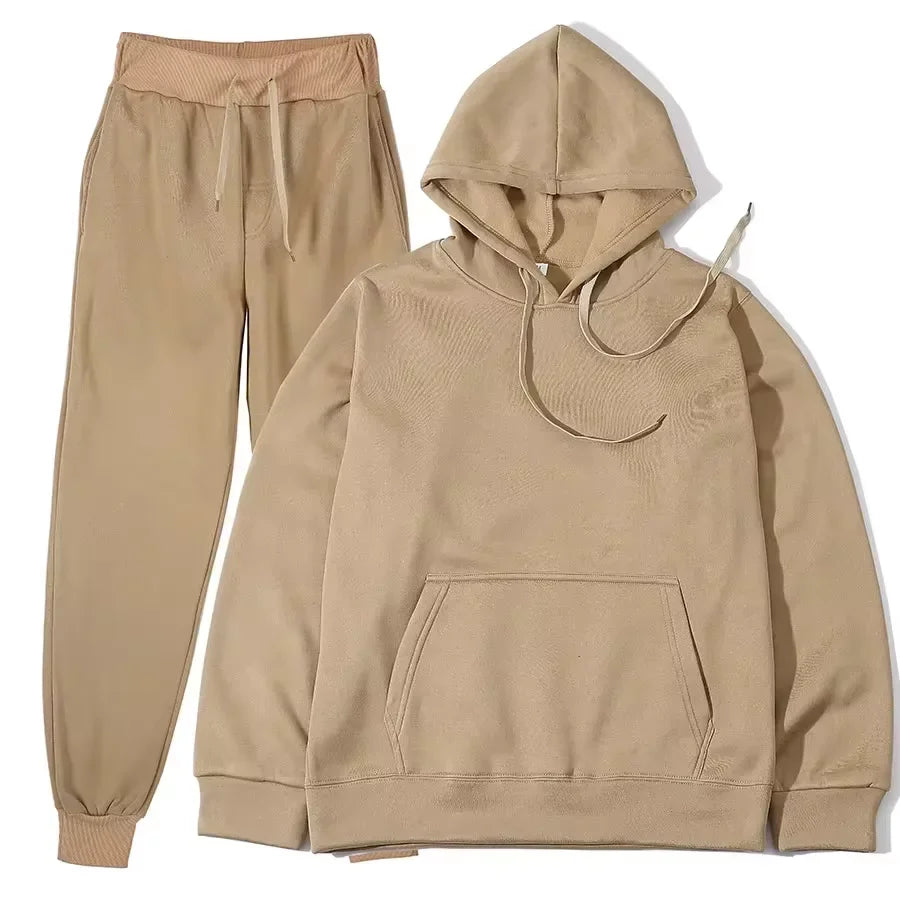 Winter Tracksuit Women Two Piece Set Hoodie Sweatpants
