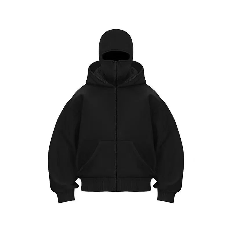 Gothic Harajuku Balaclava Hooded Sweatshirt Unisex With Zipper