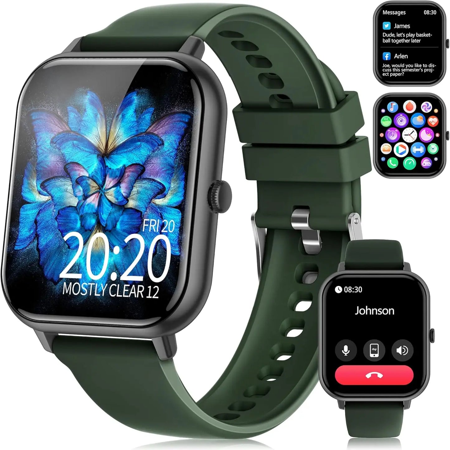 Erilles Smartwatch Fitness Tracker Heart Rate Blood Oxygen IP68 Waterproof