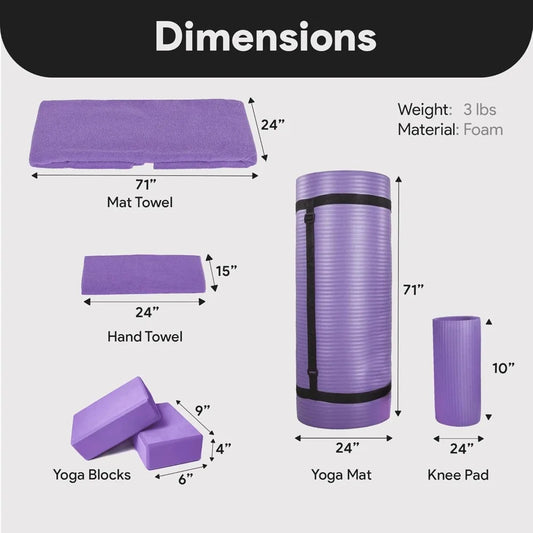 BalanceFrom 7 Piece Yoga Set With Extra Thick Mat Included