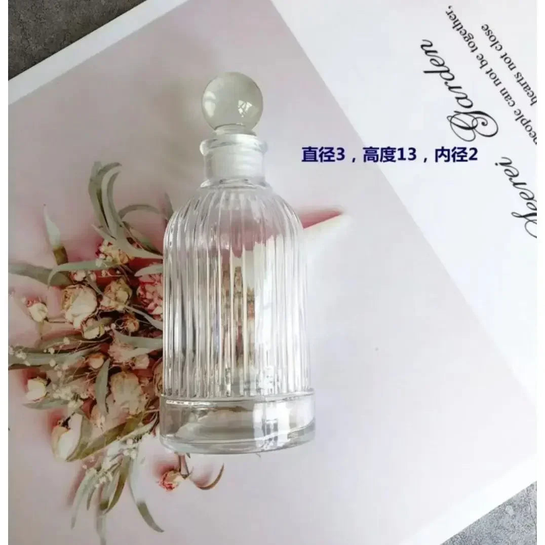 French Rhombus Relief Perfume Bottle Simple Crystal Glass Bottles Aromatherapy Essence Storage Vintage Bottle Dresser Ornament