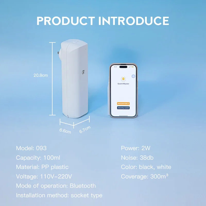 Zen Active Living Smart Bluetooth Waterless Wall Plug In Essential Oil Diffuser