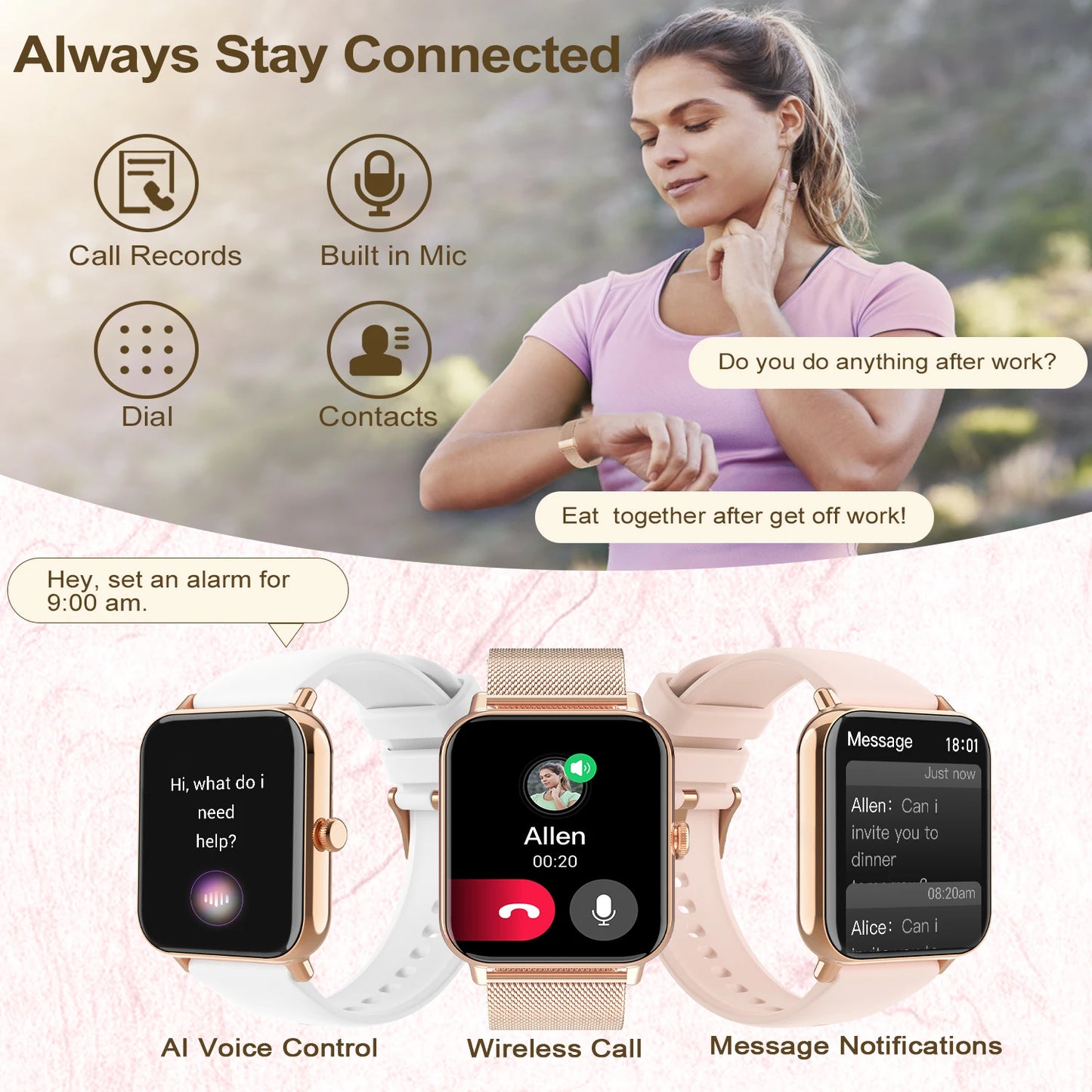 INNOFOVO TFT Touchscreen Smartwatch With Calls And Message Notifications