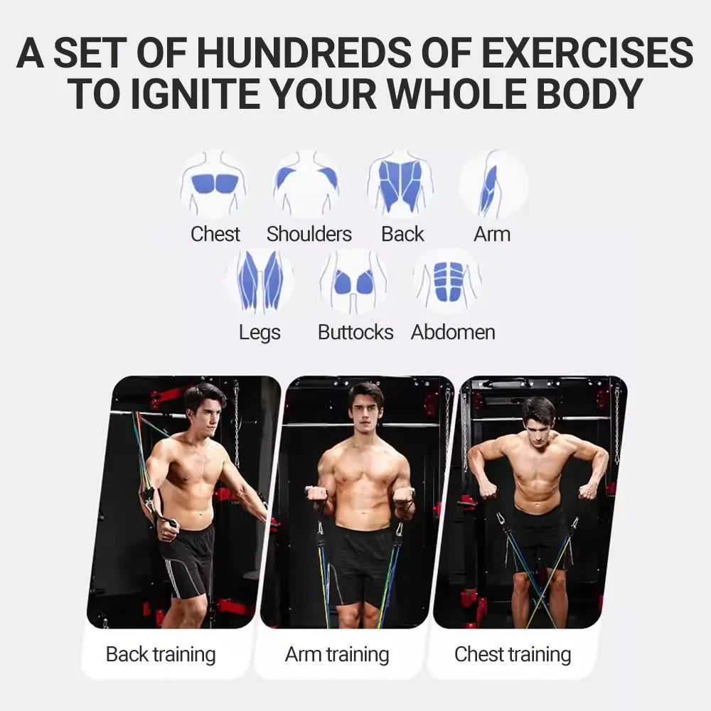 Elastic Bands Kit For Full Body Workout And Home Fitness