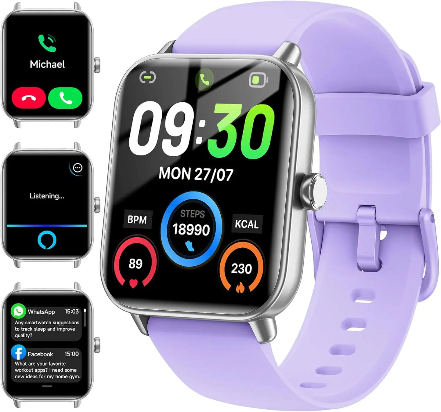 Erilles Smart Watch Android iPhone With Alexa Built-In IP68