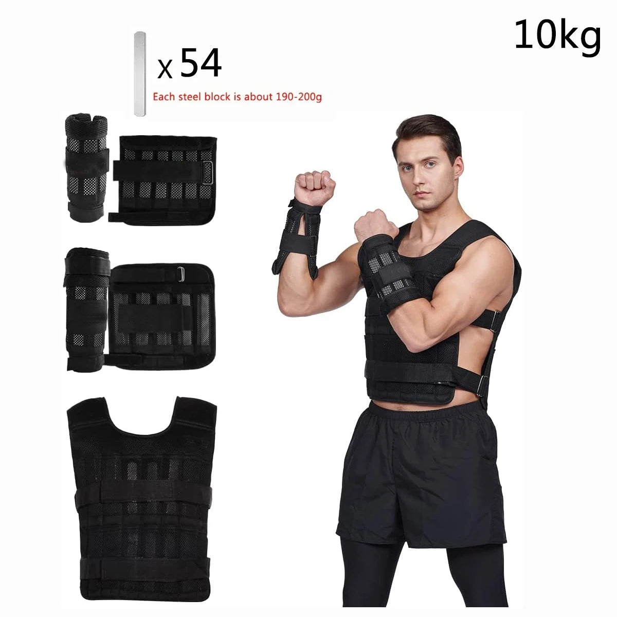 Adjustable Weight Vest With Ankle And Wrist Weights For Training