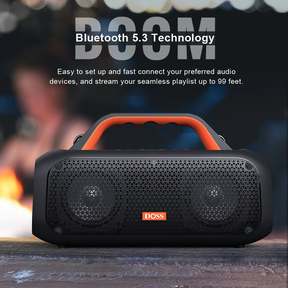 DOSS Outdoor Portable Bluetooth Speaker 60W IPX6 Waterproof SoundBox