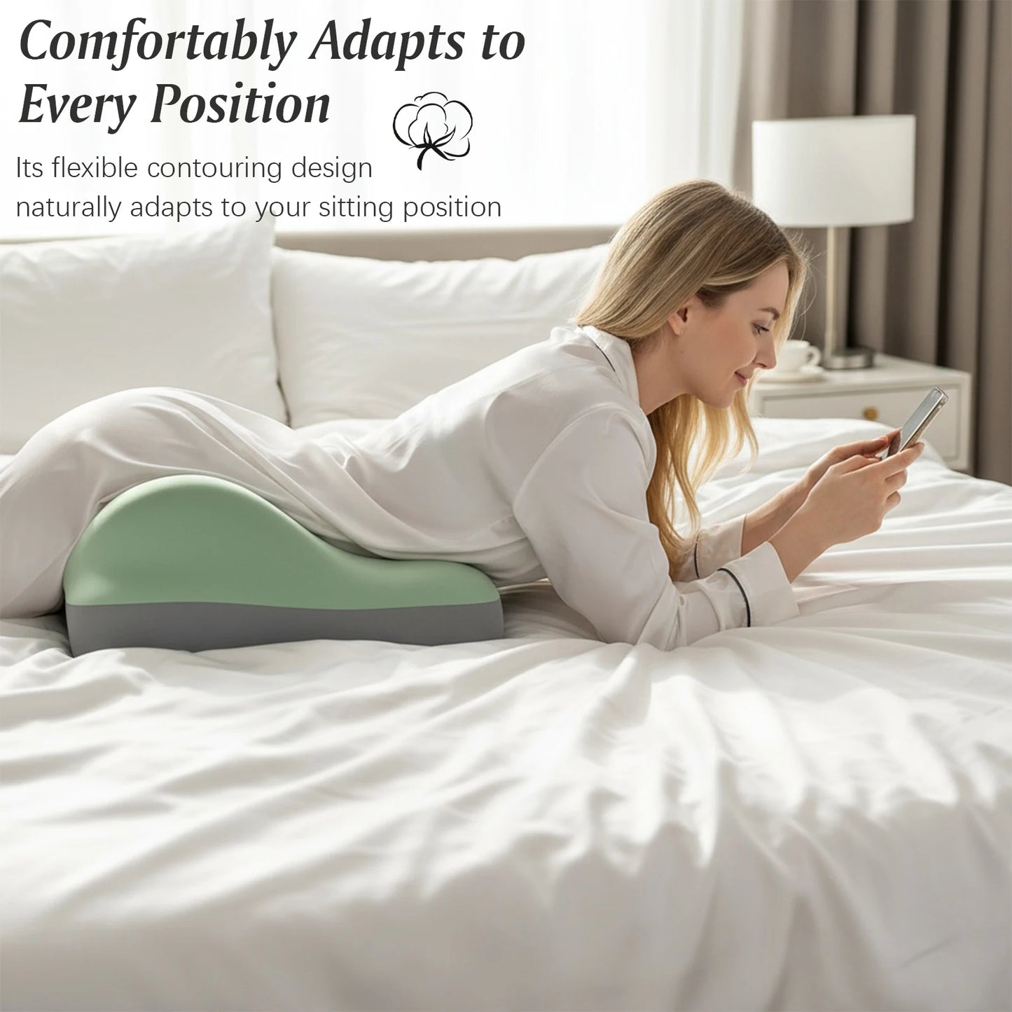 Memory Foam Pillow Ergonomic Bed Pillow Bedroom Waist Cushion Pillow Positioning Cushion for Back Neck & Waist Pain Relief