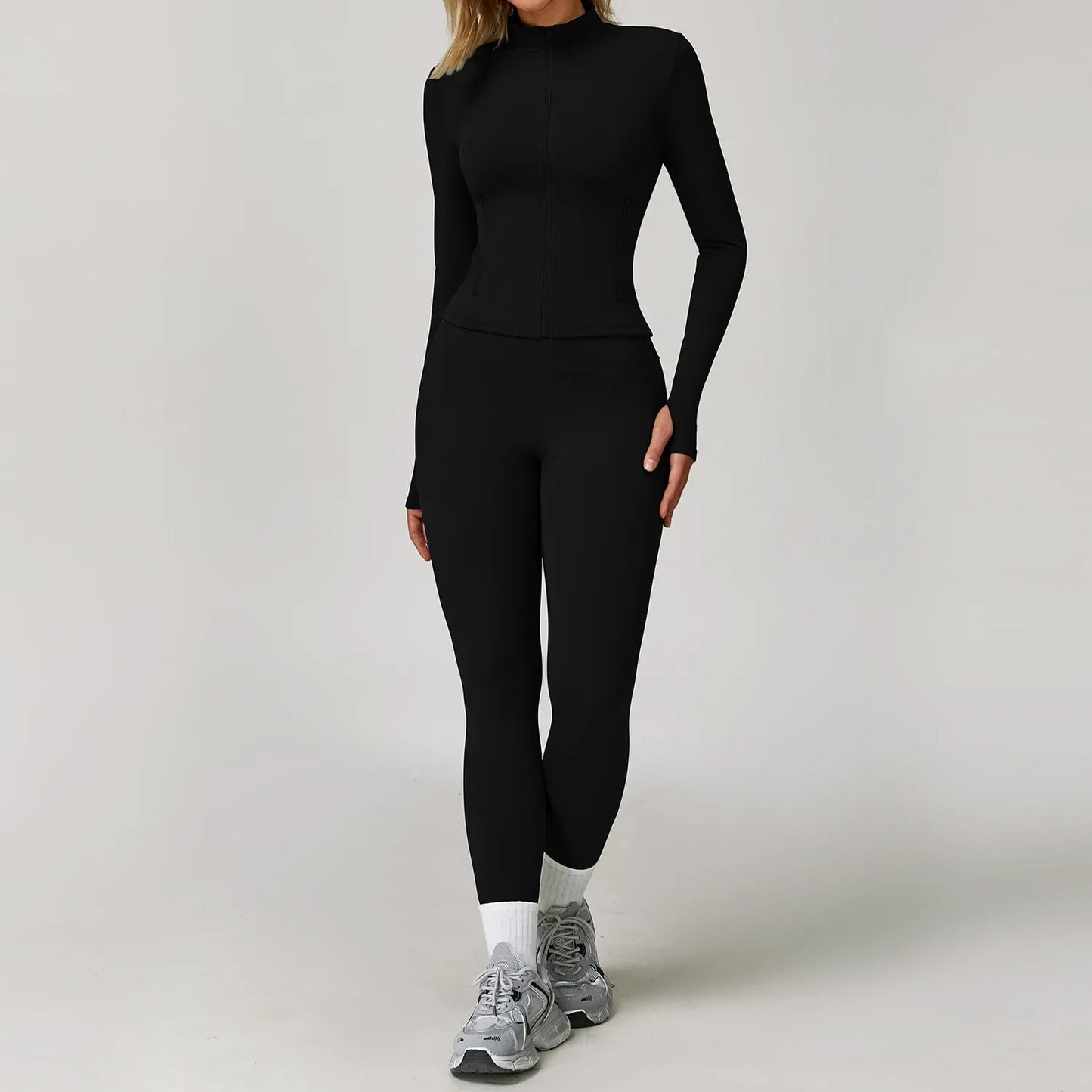 Women Yoga Set 2 Pieces Sports Bra Jacket Leggings