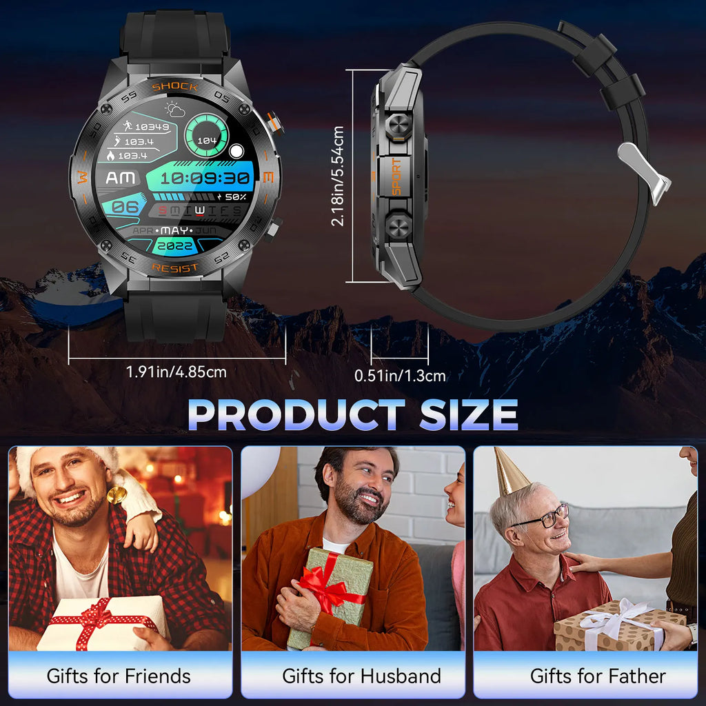 LaNikar MilitaryGrade Multisport Smartwatch For Men With HeartRate SpO2Monitor Tracking