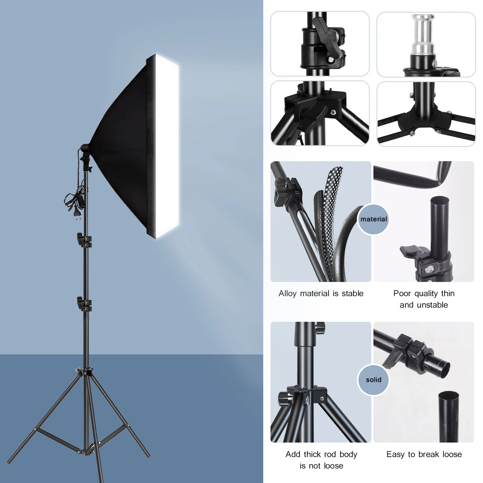 Professional Softbox Photography Lighting Kit With Tripod For E27