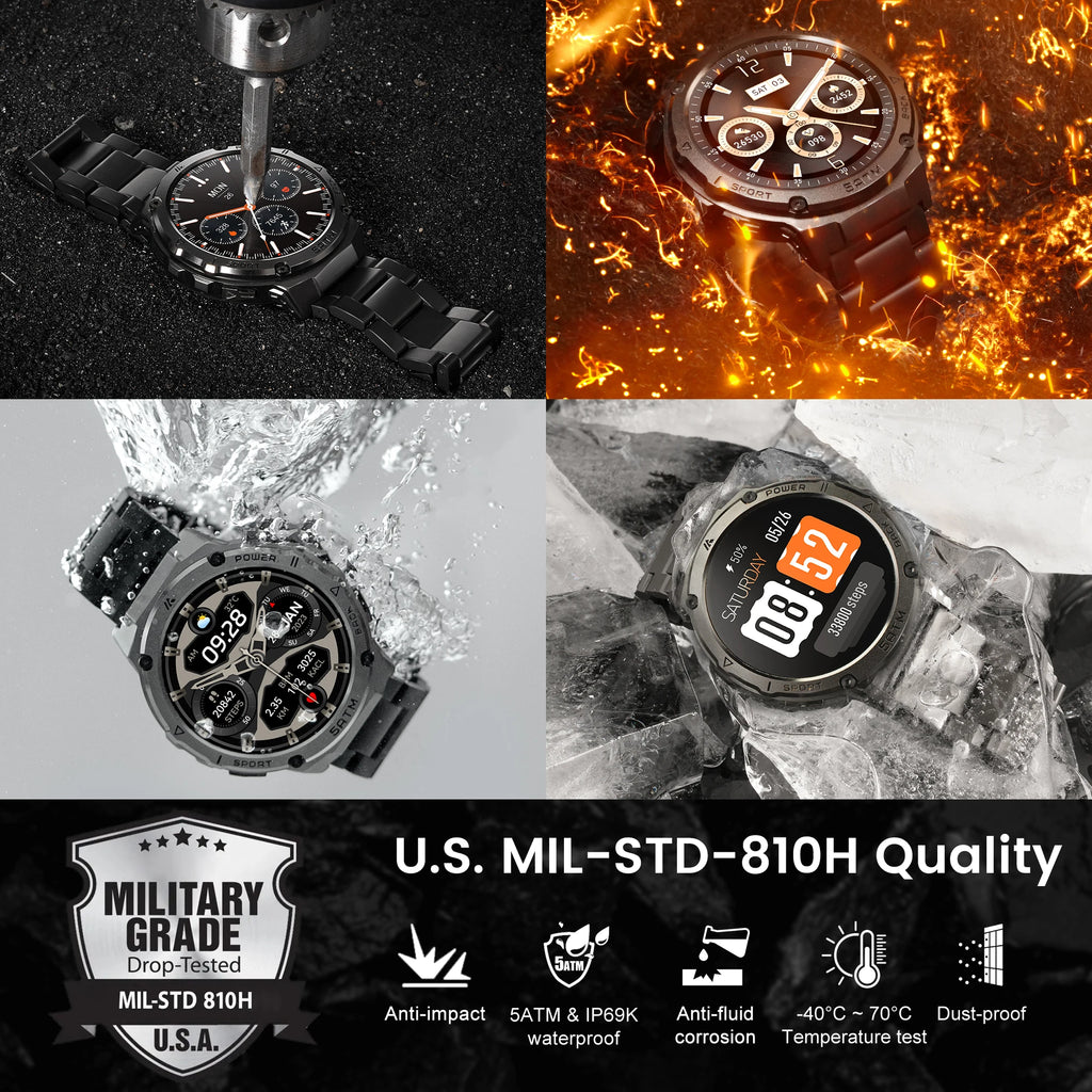 HIDAMEL T3E GlobalPositioning Smartwatch Compass Altimeter AMOLED 5ATM IP69K Waterproof