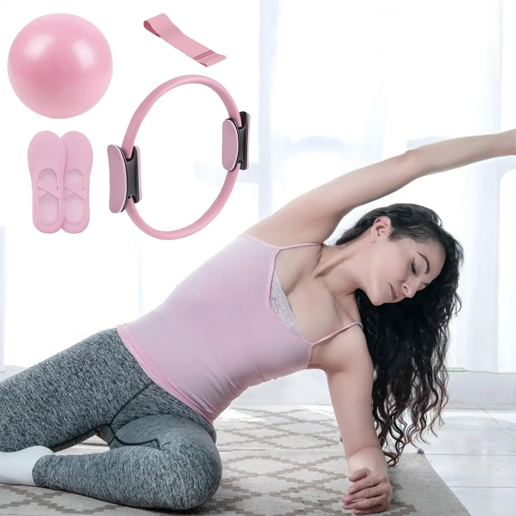 Pilates Ball And Ring Set With Resistance Bands For Postpartum