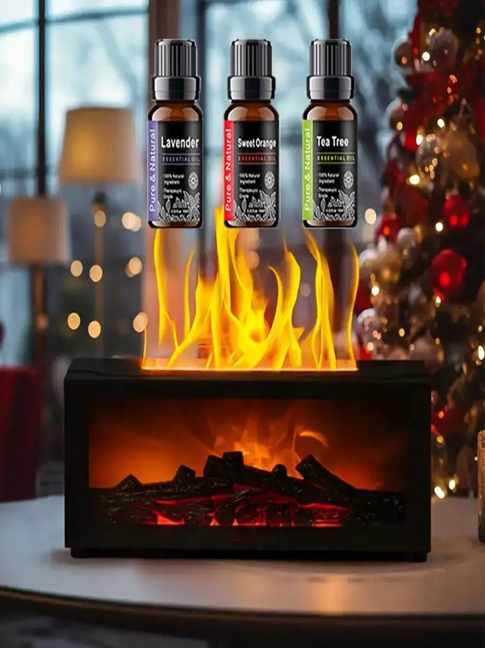 Air Humidifier Essential Oil Diffuser Flame Aroma Humidifier Home Room Fragrance Diffuser with Night Light Aromatherapy Diffuser