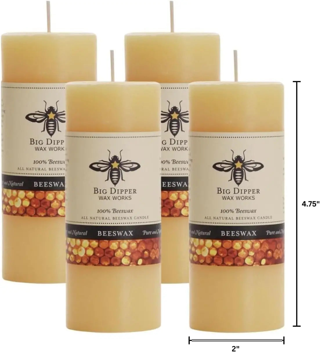 Zen Active Living 100 Percent Beeswax Pillar Candles Honey Scent