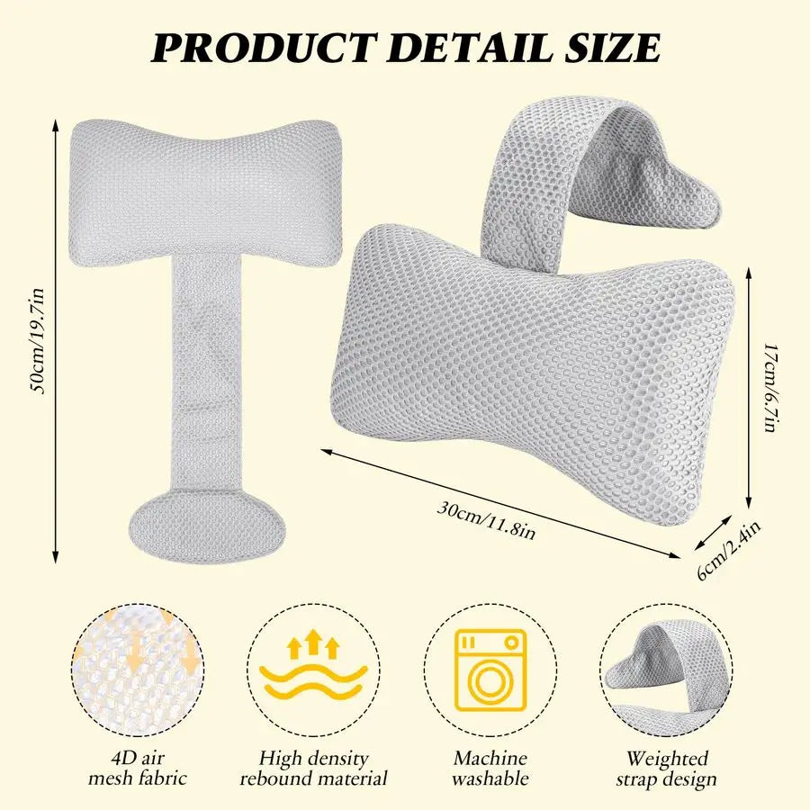 Bath Pillow Two Pack Universal Headrest Spa Pillow For Tub