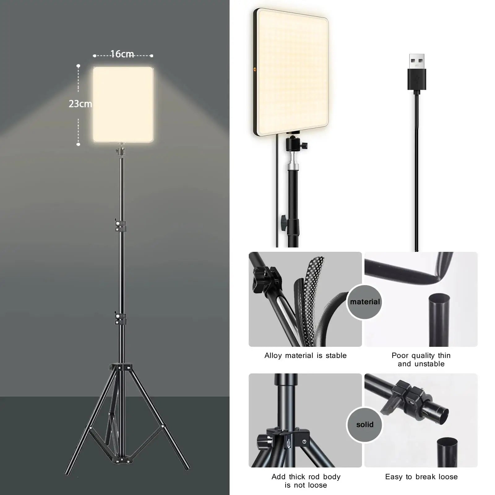 LED Video Light With Tripod For Live Streaming And Photos