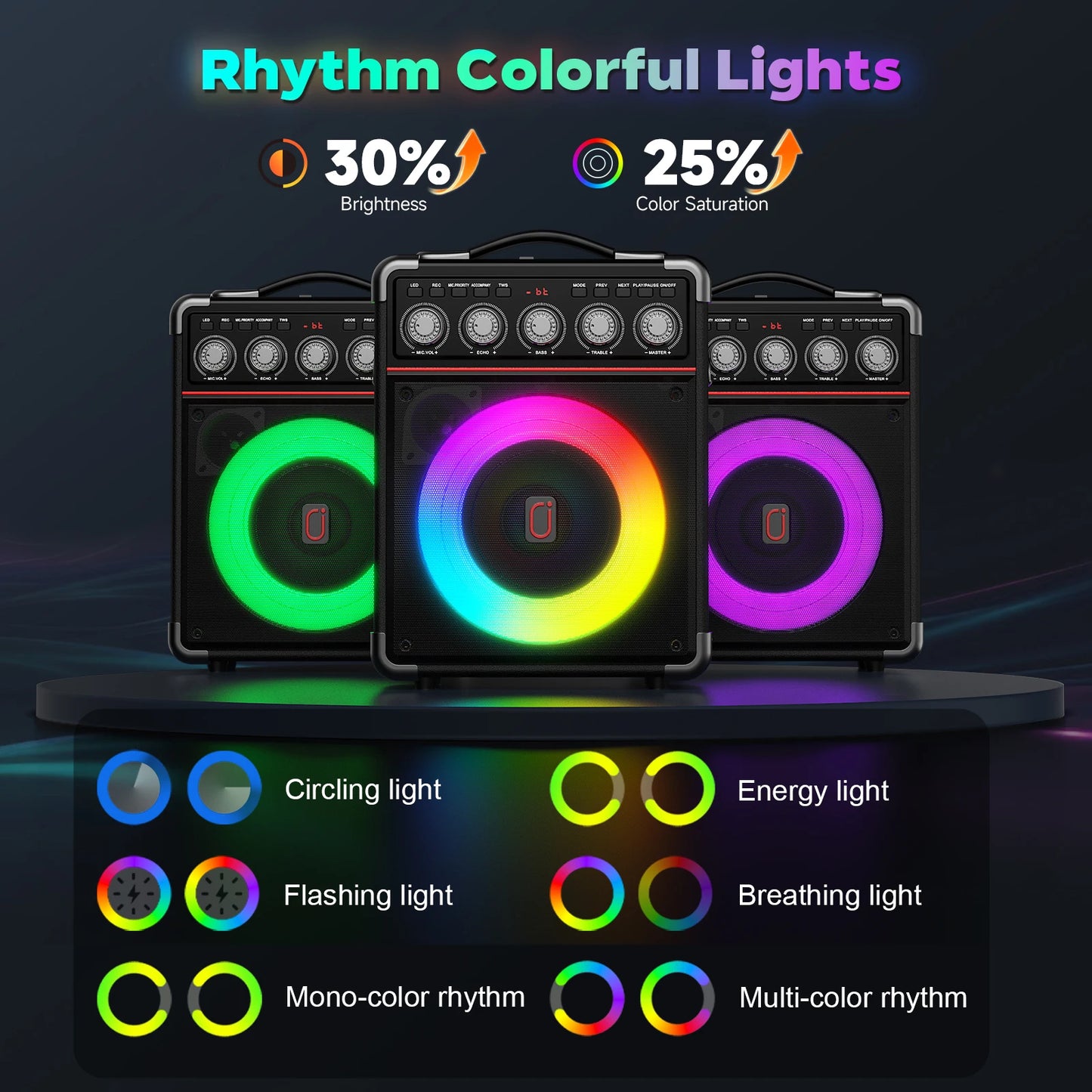 FanFun Karaoke Machine With 2 Microphones Bluetooth Speaker
