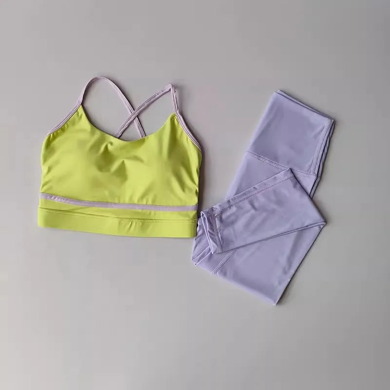 Womens Yoga Set 2 Piece High Waist Leggings Sports Bra