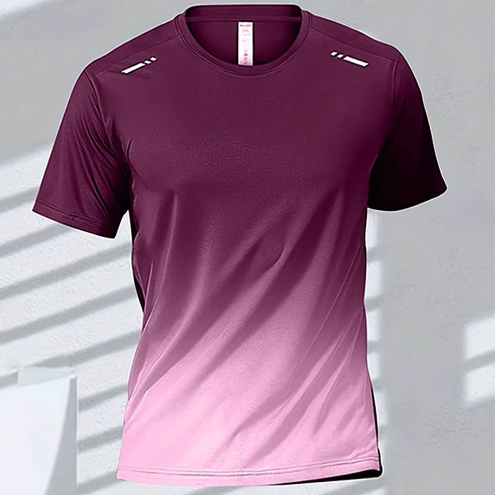 Men Quick Dry Gradient Short Sleeve Tee For Sports