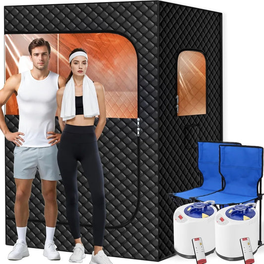 Two Person Portable Steam Sauna With Dual 1200W Steamers Home