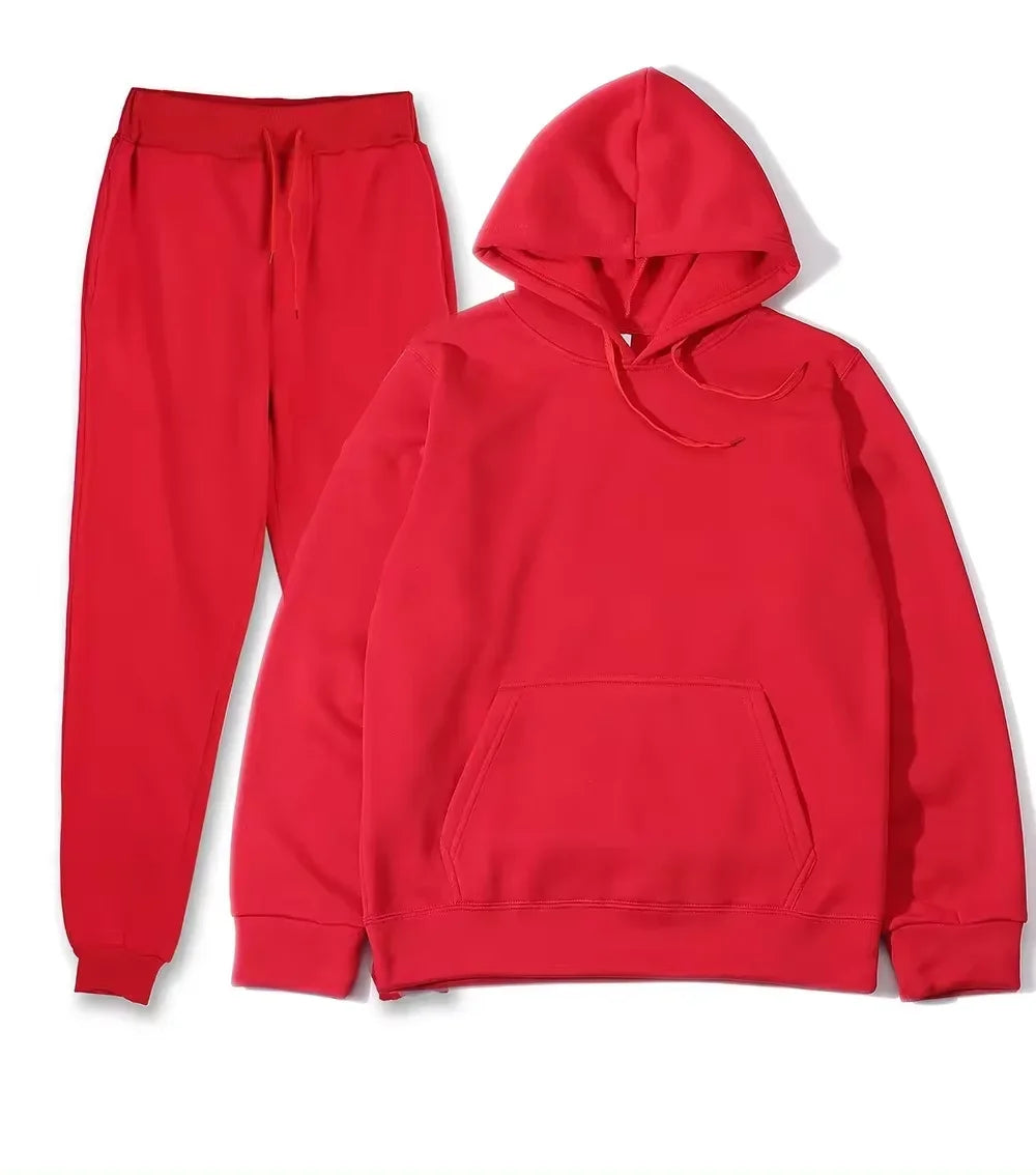 Winter Tracksuit Women Two Piece Set Hoodie Sweatpants