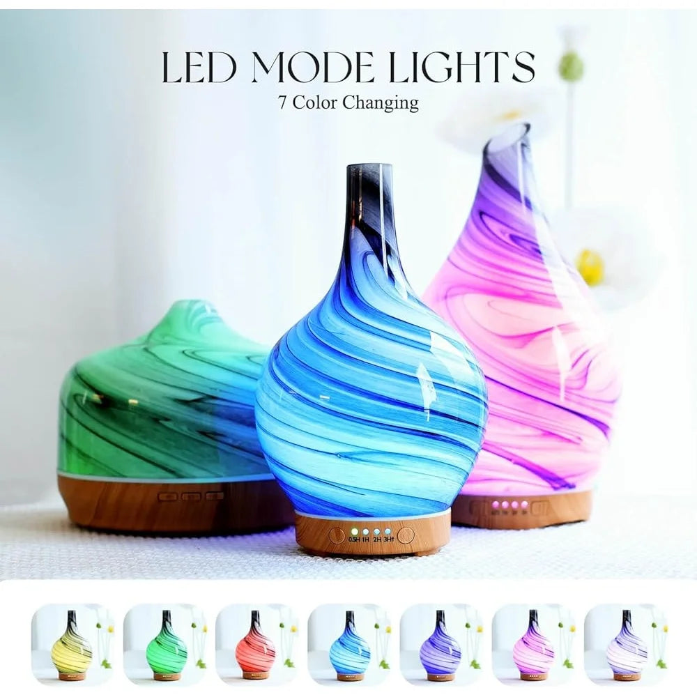 Glass Handmade Aroma Diffuser Ultrasonic Humidifier Mood Light For Aromatherapy