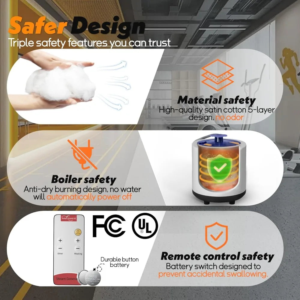 Two Person Portable Steam Sauna With Dual 1200W Steamers Home