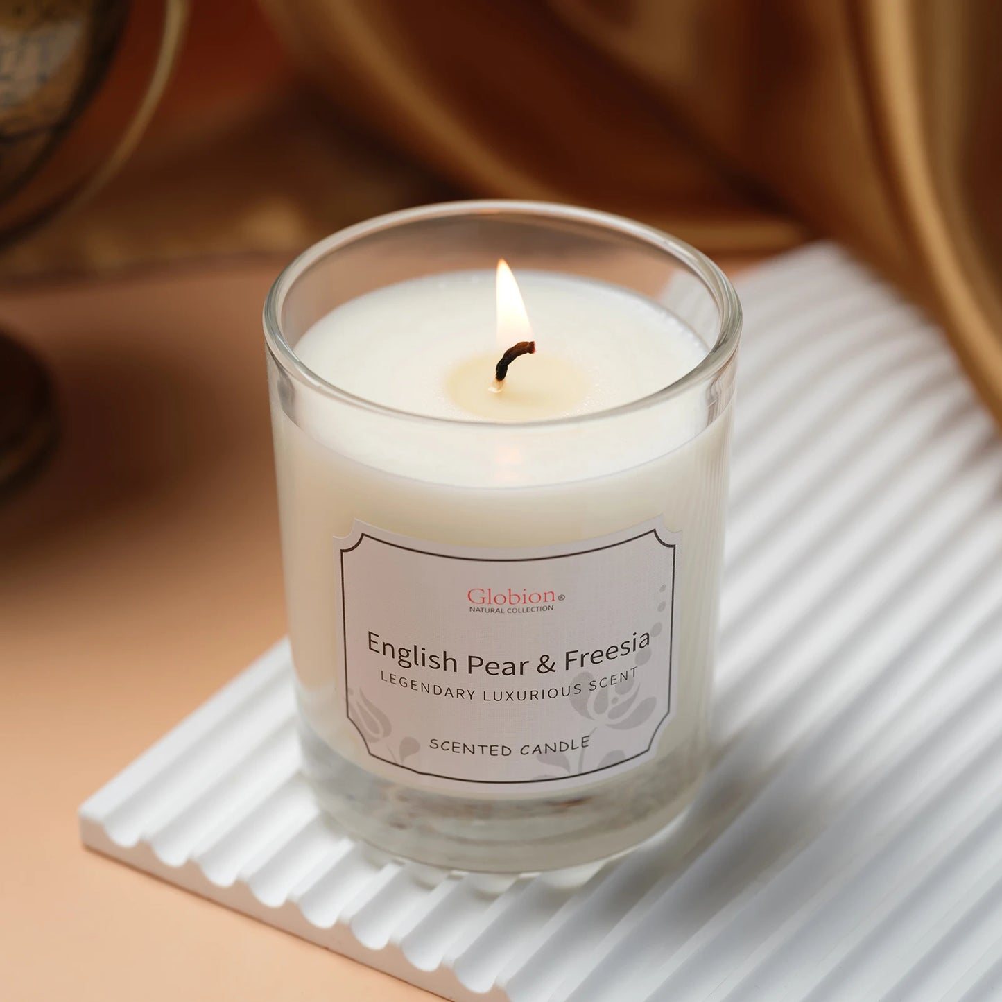 Scented Candle English Pear And Freesia Aromatherapy Glass Jar