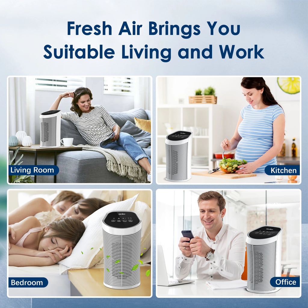 Sejoy Air Purifier HEPA Filter For 200 Sq Ft Quiet