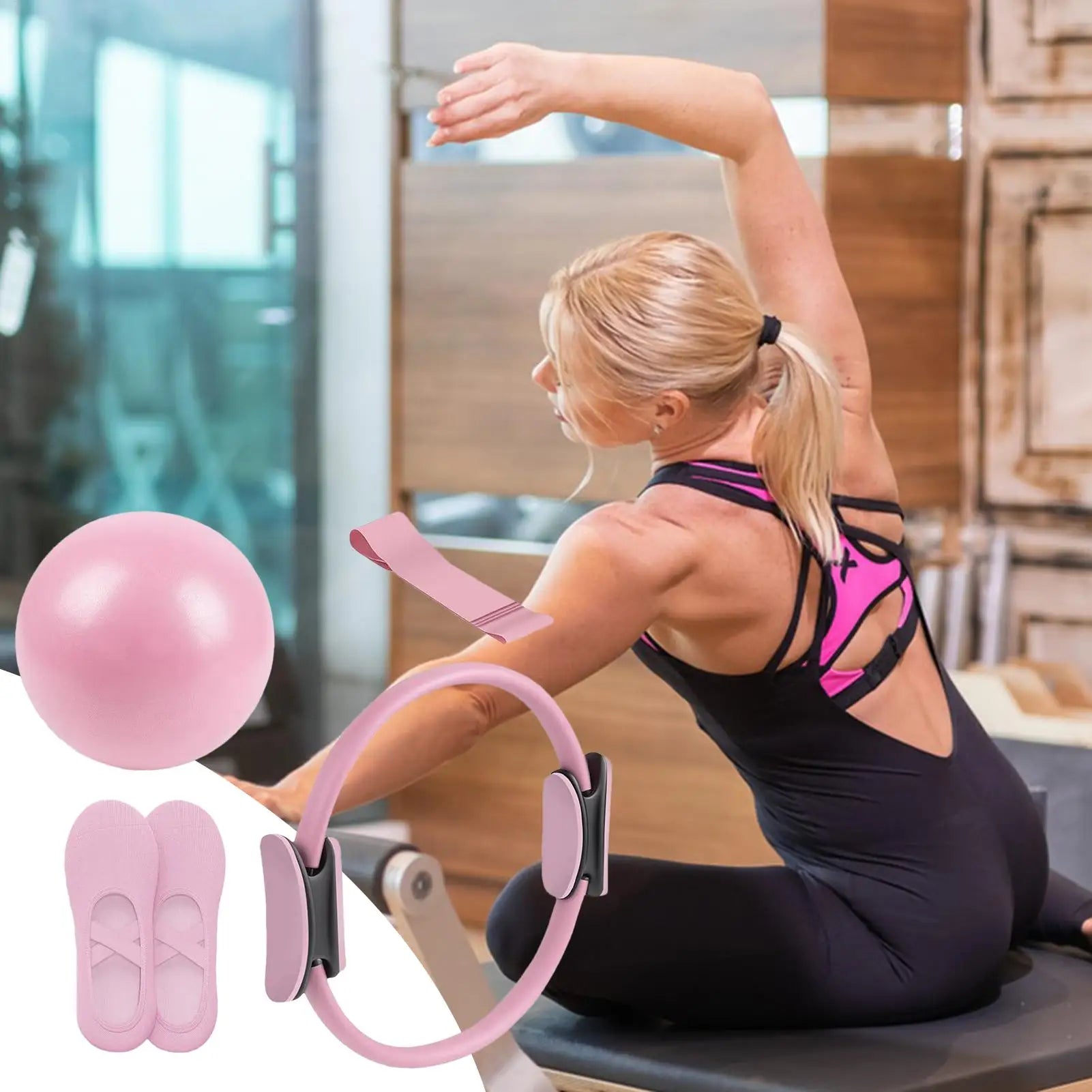 Pilates Ball And Ring Set With Resistance Bands For Postpartum
