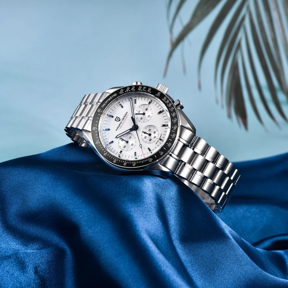 PAGANI DESIGN Moon Phase Chronograph Auto Date Quartz Wristwatch