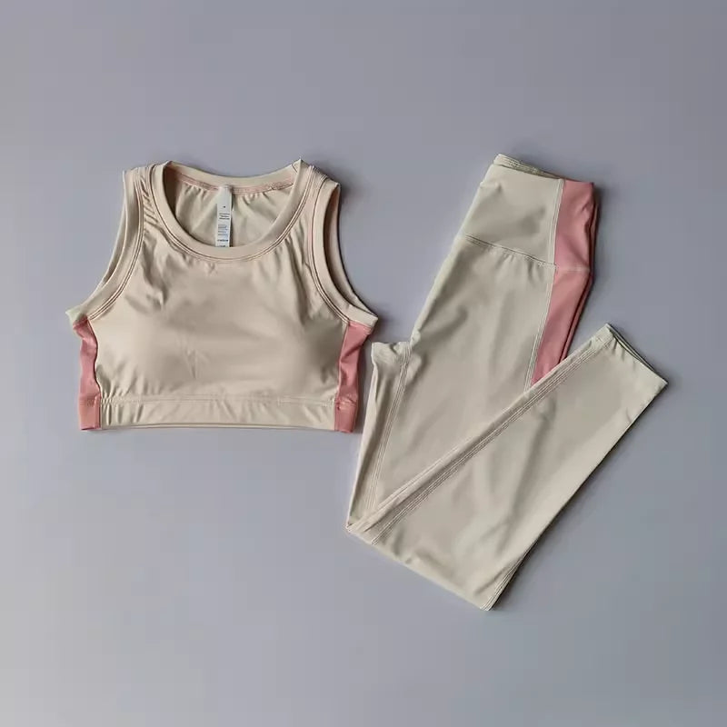 Womens Yoga Set 2 Piece High Waist Leggings Sports Bra