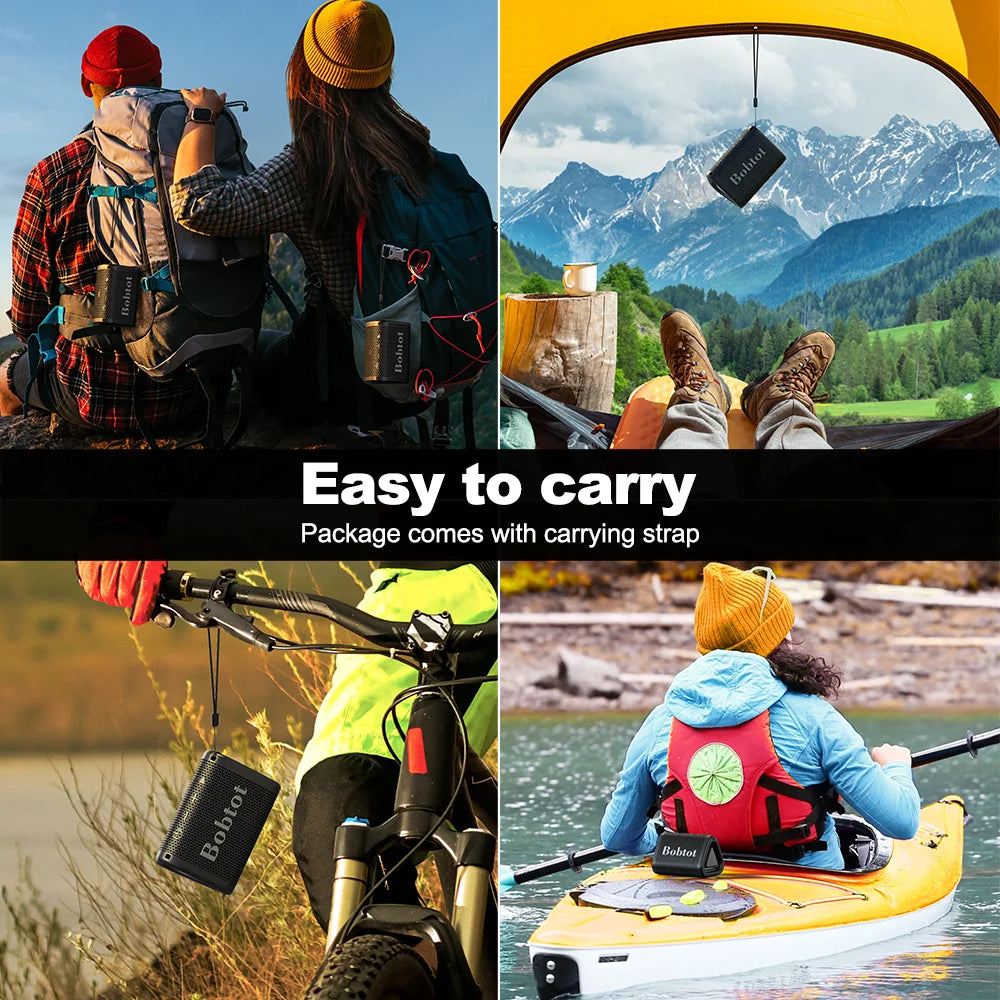 Bobtot Portable Bluetooth Shower Speaker Wireless IPX7 Small Speakers Waterproof Loud Stereo Sound with Bass TWS Camping Travel