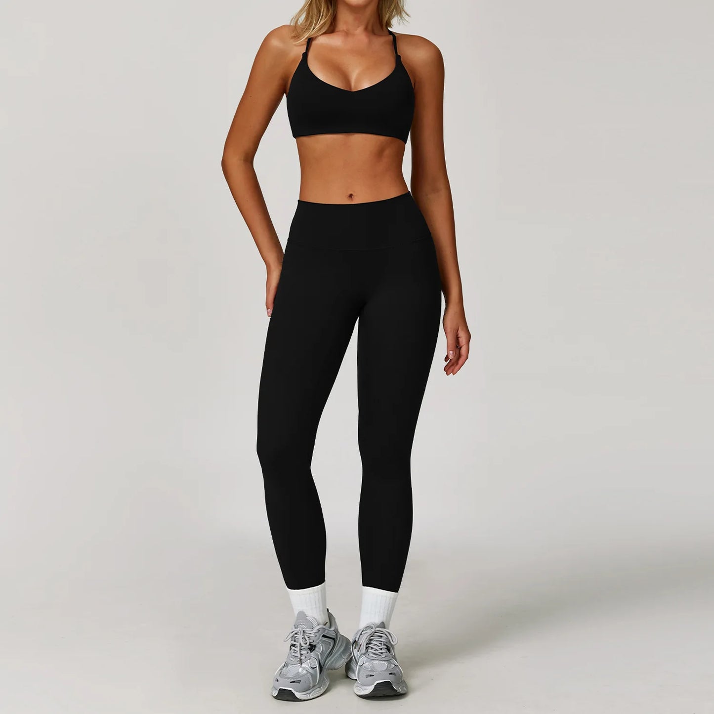 Women Yoga Set 2 Pieces Sports Bra Jacket Leggings