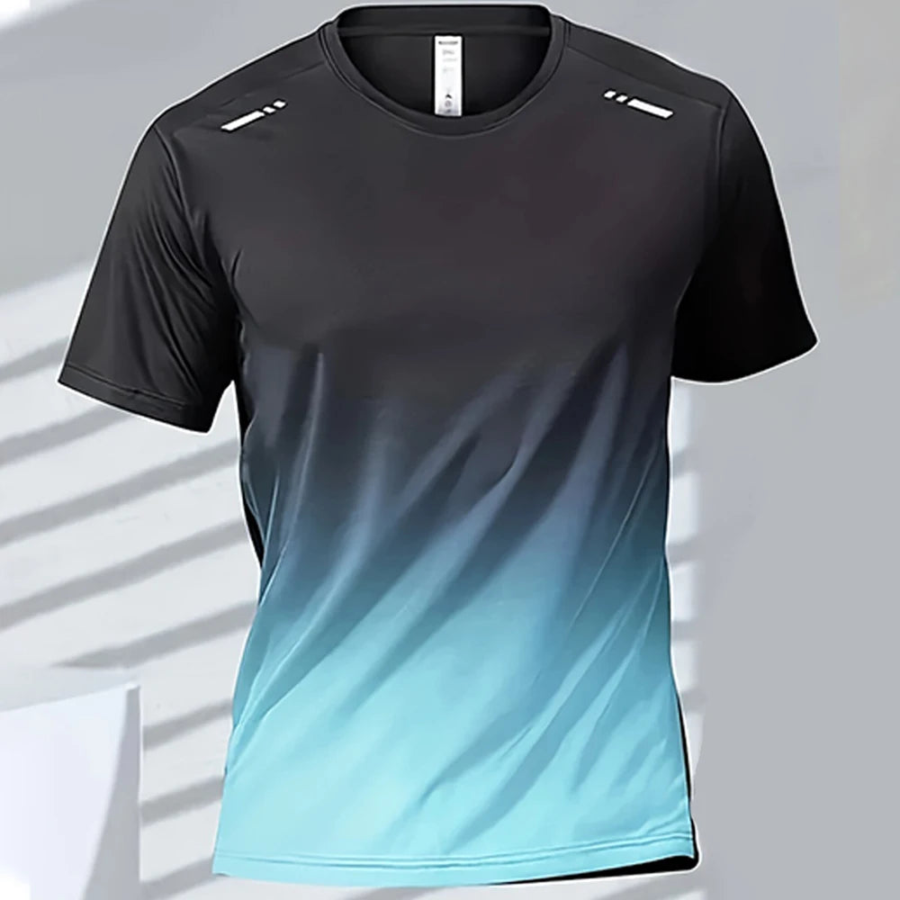 Men Quick Dry Gradient Short Sleeve Tee For Sports