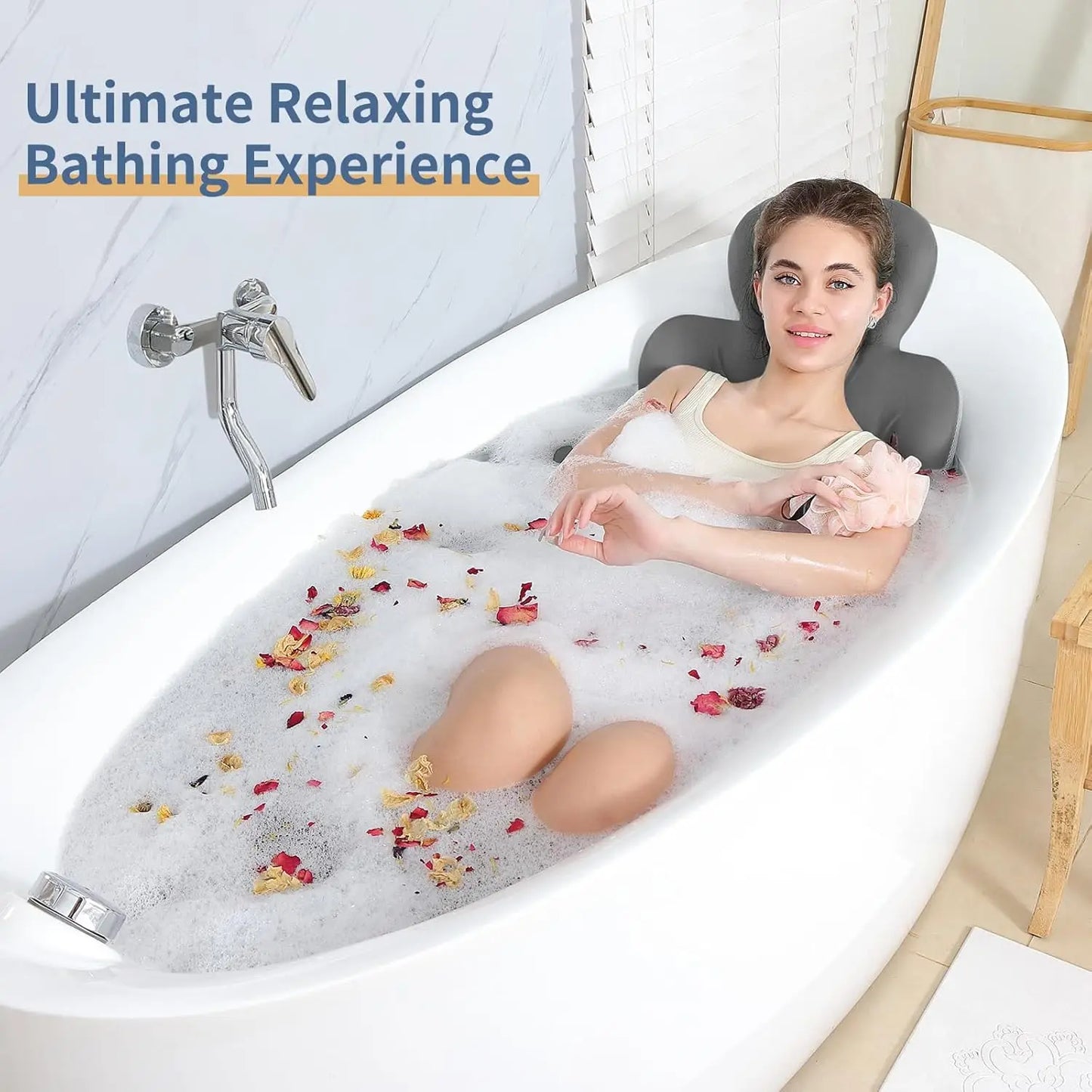 Full Body Bathtub Pillow With 160 Suction Cups For Relaxation