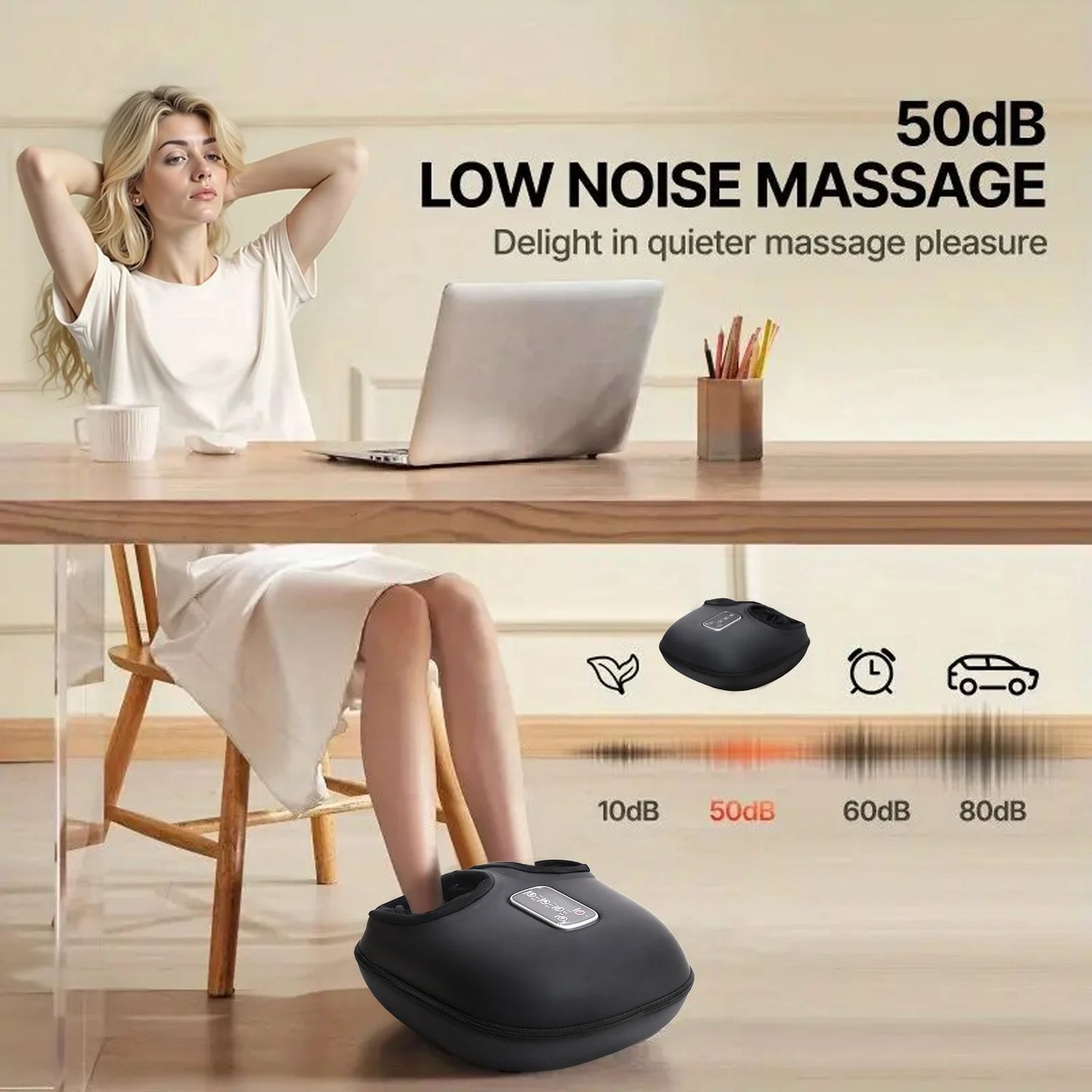 Leercon Automatic Foot Massage Machine with Fully Wrapped Rollers Sole Kneading Airbag Pressing Relaxation Foot Massager，Best Gift for Women Mental