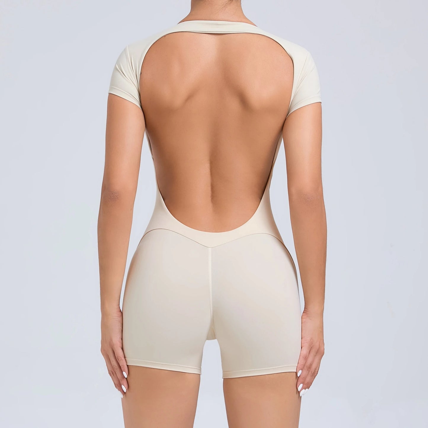 Womens One Piece Yoga Jumpsuit Open Back Slim Fit Quick Dry Gym Outfit