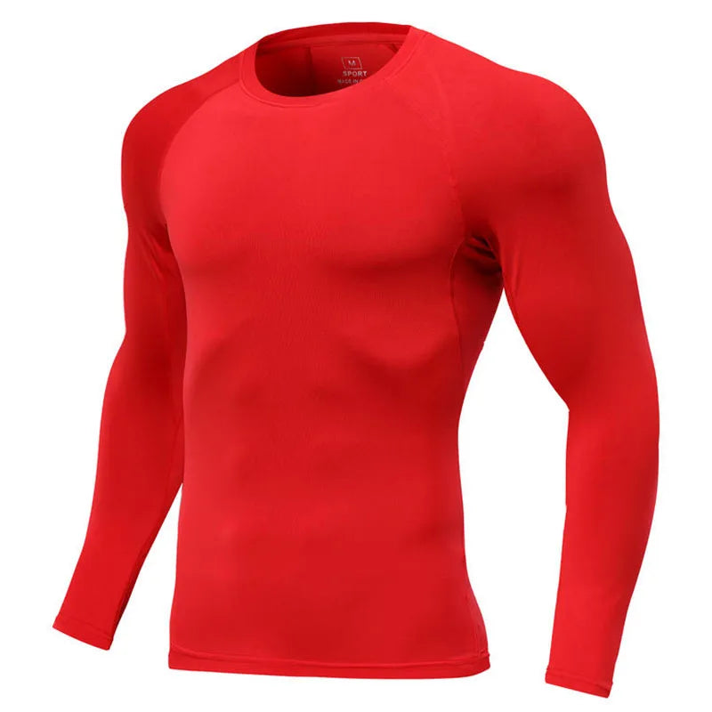 Unisex Fitness Compression Long Sleeve Shirt Polyester Spandex Gym