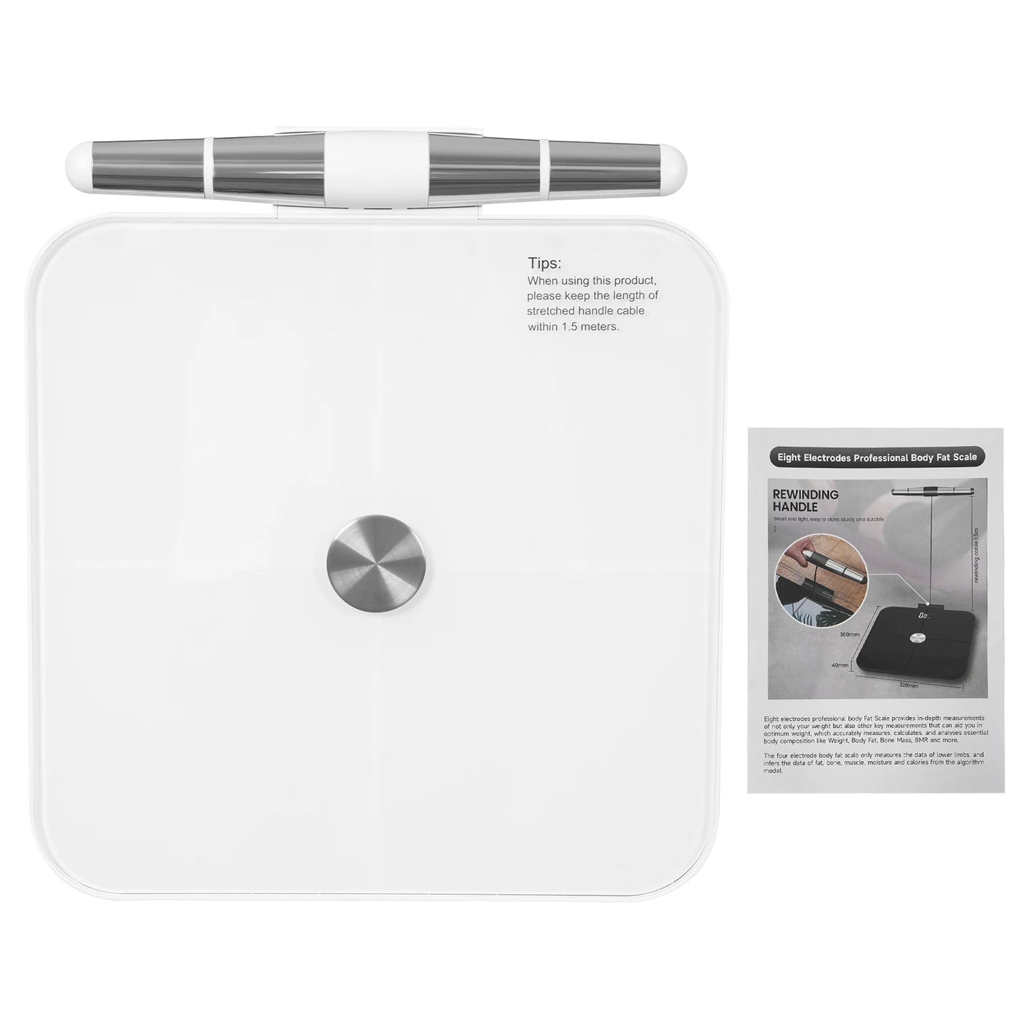 8 Electrode Smart Body Fat Scale White Intelligent Electronic Weight Scale Digital Body Composition Monitor with Bluetooth APP