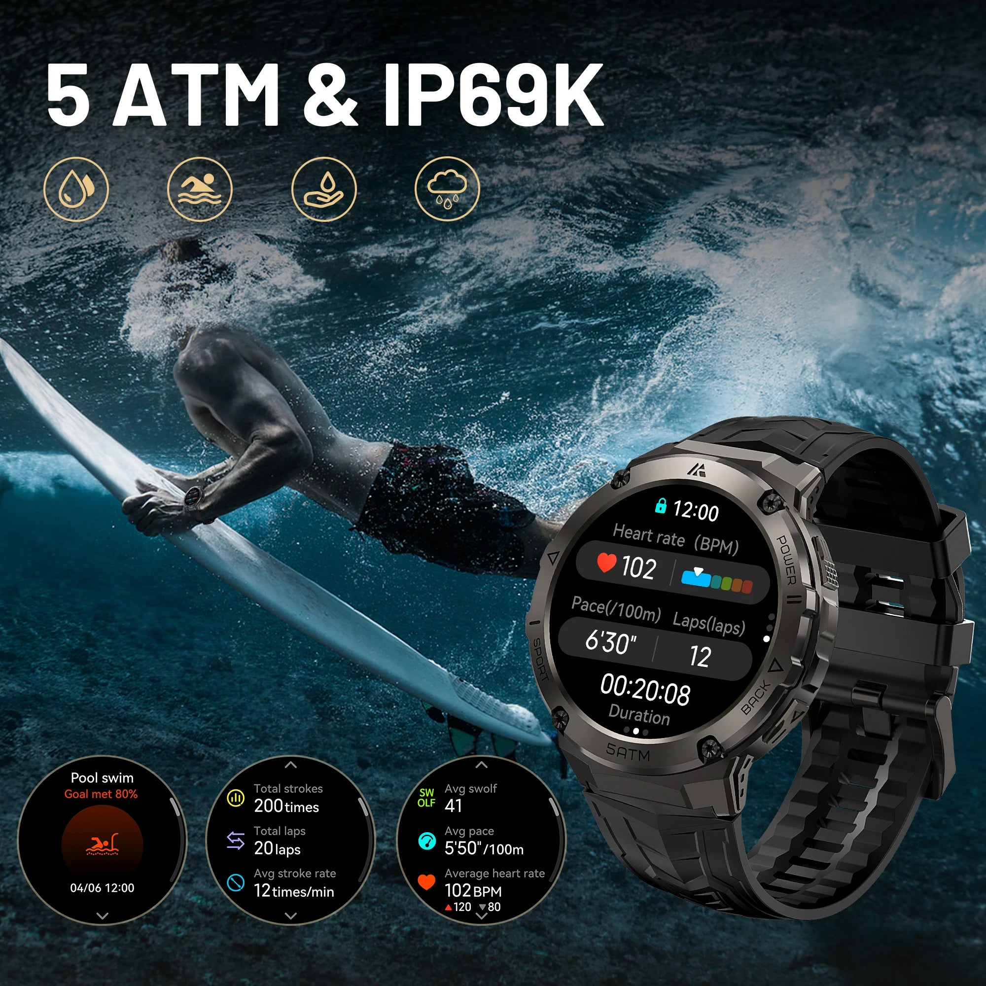 HIDAMEL T3E GPS Smartwatch DesignedFor Men With Altimeter AMOLEDDisplayTech Waterproofing