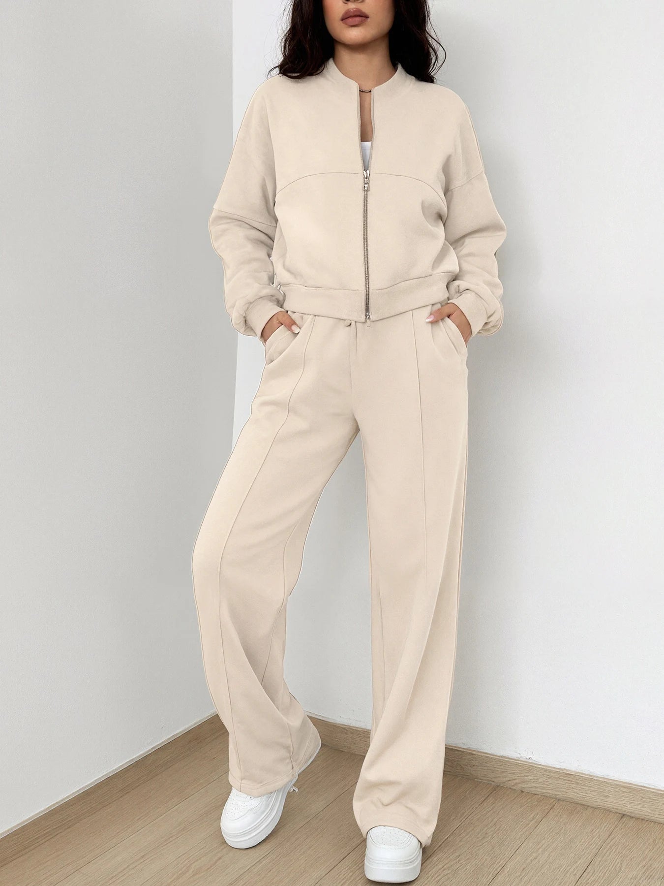 Women TwoPiece Sport Leisure Set Machine Washable For Daily Wear