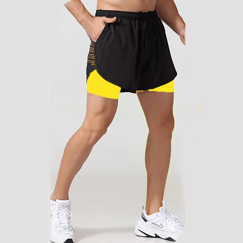 Men Running Shorts 2 In 1 Quick Dry Gym Training Shorts For Jogging