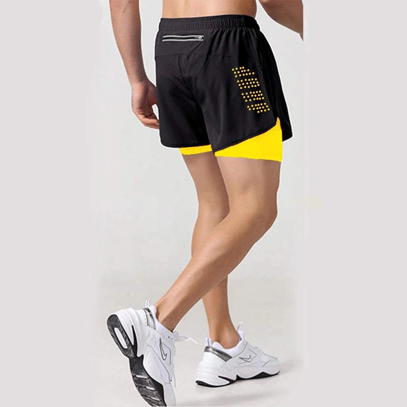 Men Running Shorts 2 In 1 Quick Dry Gym Training Shorts For Jogging
