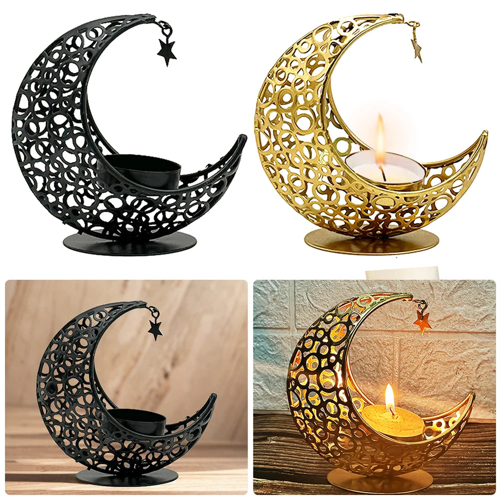 VKTECH Ramadan Moon Candle Holder Candlestick for Eid Mubarak Decor