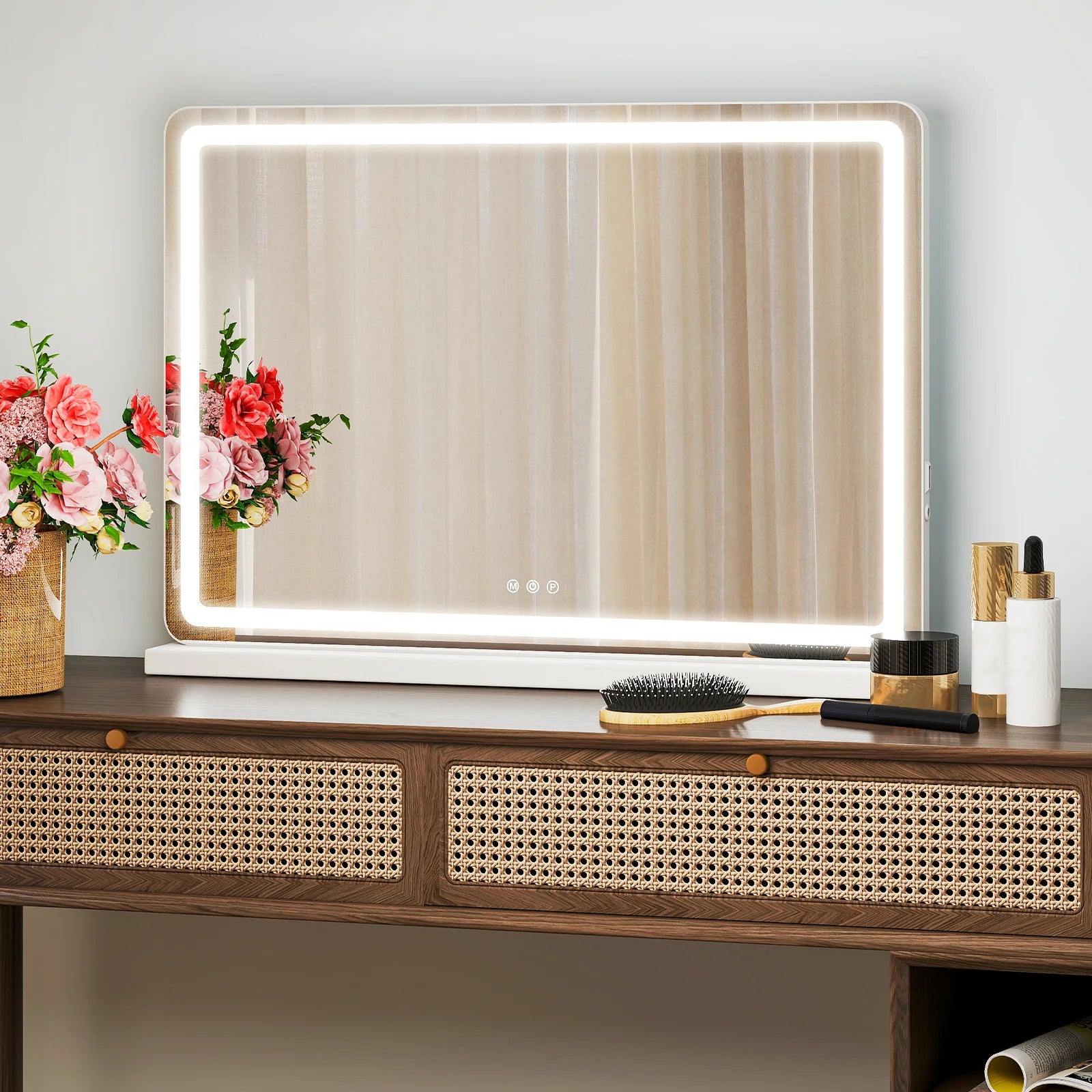 JHK LED Vanity Mirror With Lights Aluminum Frame Dimmable Memory
