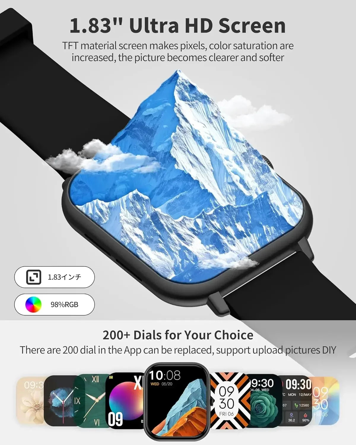 Erilles Smartwatch Fitness Tracker Heart Rate Blood Oxygen IP68 Waterproof